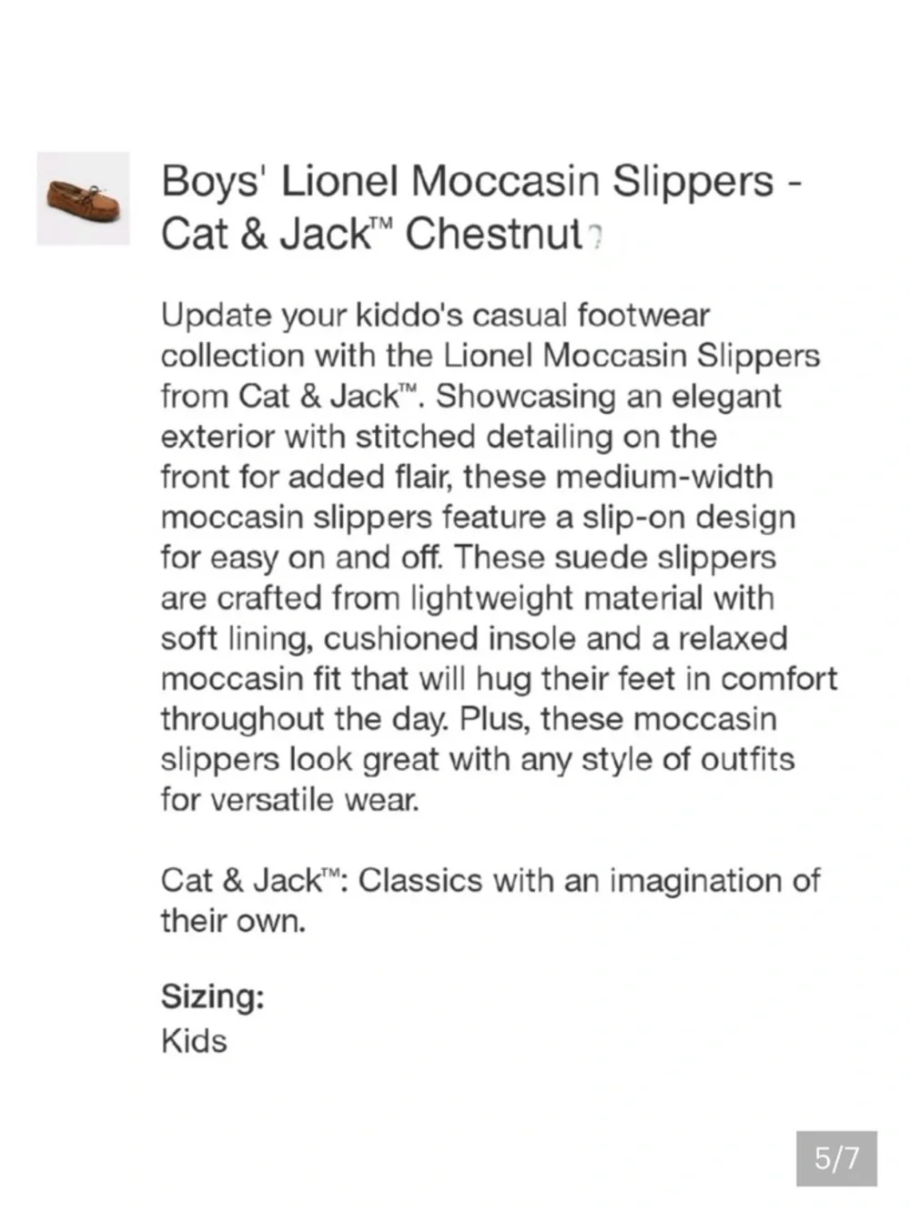 Cat & Jack Kids Tan Suede Moccasin Slippers with Bow toddler size 8